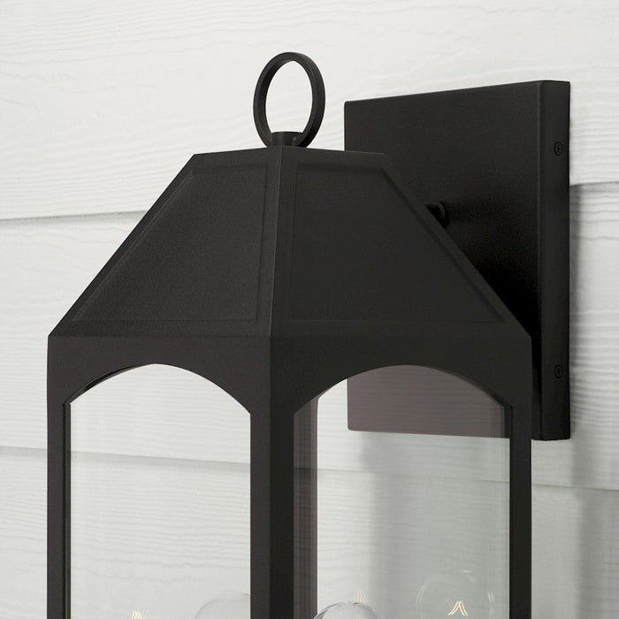 Capital Lighting Burton 2 Light Outdoor Wall Lantern, Black/Clear