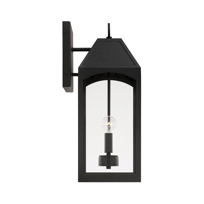 Capital Lighting Burton 2 Light Outdoor Wall Lantern, Black/Clear