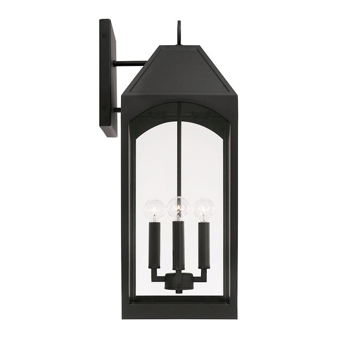 Capital Lighting Burton 4 Light Outdoor Wall Lantern, Black/Clear