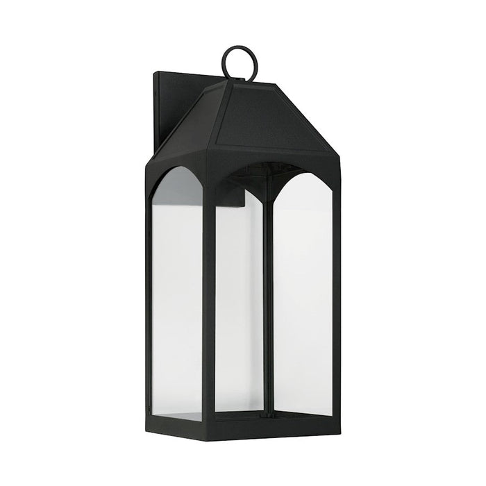 Capital Lighting Burton 1 Light 10" Outdoor Wall Lantern, Black - 946341BK-GL