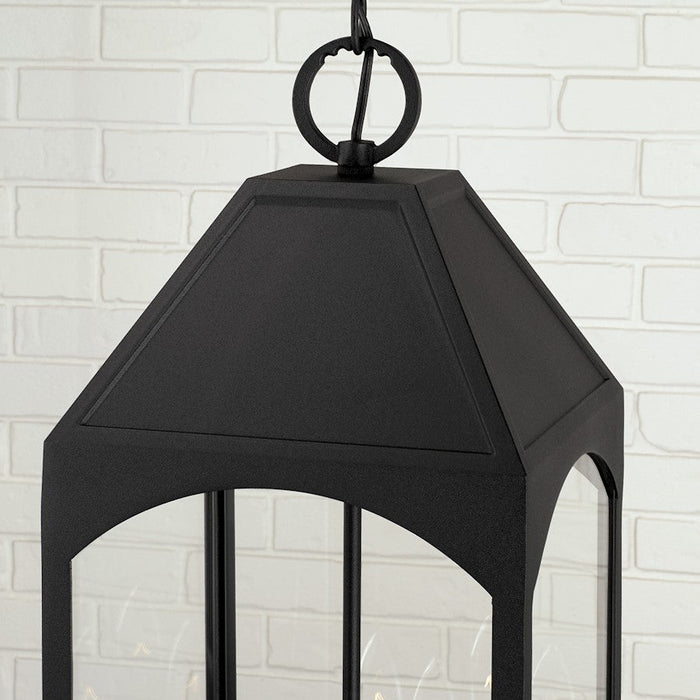 Capital Lighting Burton 4 Light Outdoor Hanging Lantern, Black/Clear