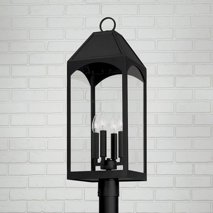 Capital Lighting Burton 4 Light Outdoor Post-Lantern, Black/Clear