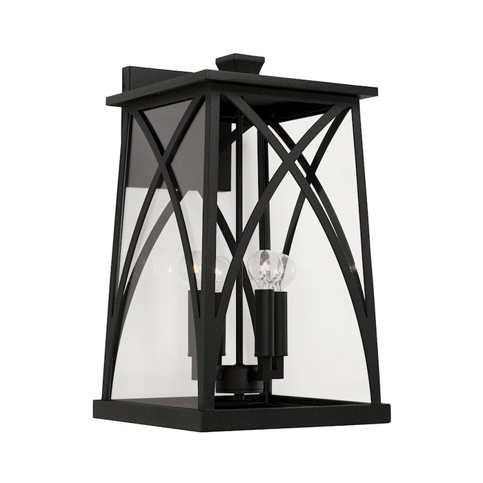 Capital Lighting Marshall 4 Light Outdoor Wall Lantern, Black/Clear - 946541BK