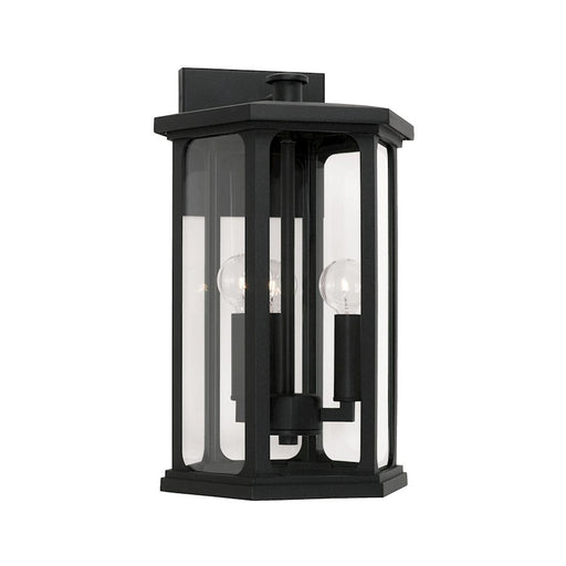 Capital Lighting Walton 3 Light Outdoor Wall Lantern, Black/Clear - 946631BK