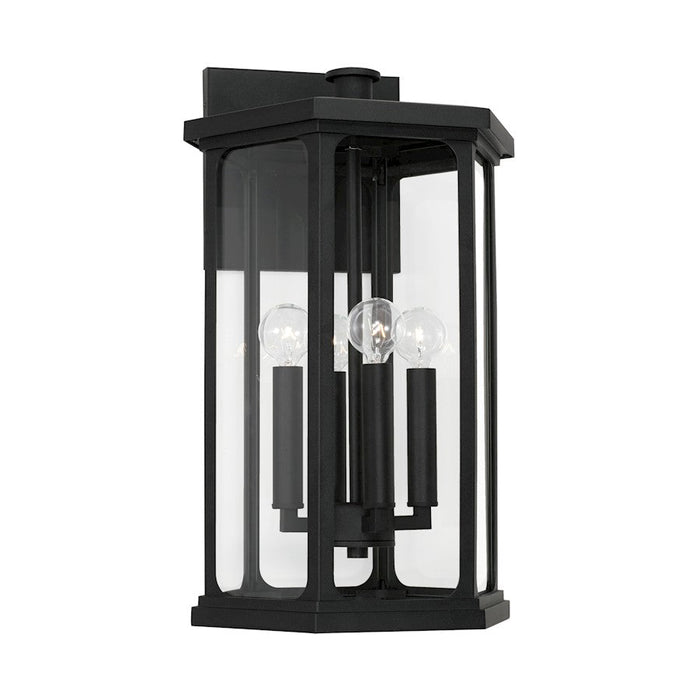 Capital Lighting Walton 4 Light Outdoor Wall Lantern, Black/Clear - 946641BK