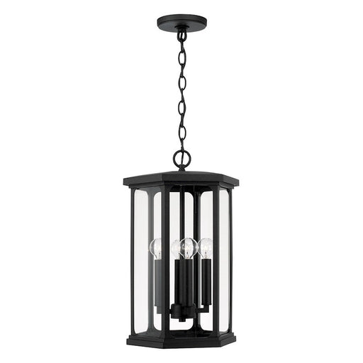 Capital Lighting Walton 4 Light Outdoor Hanging Lantern, Black/Clear - 946642BK