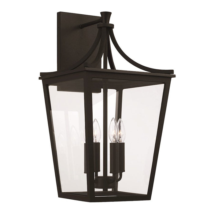 Capital Lighting Adair 4 Light Outdoor Wall Lantern, Black/Clear - 947941BK