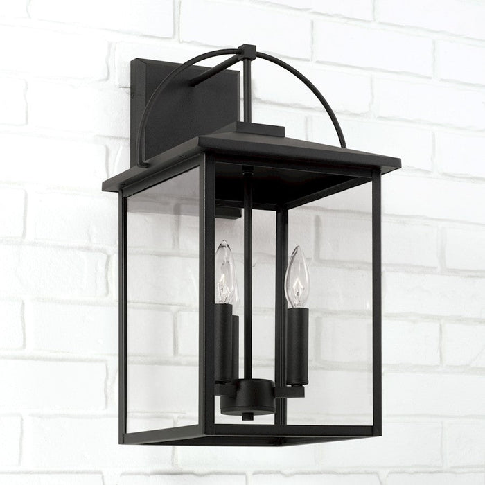 Capital Lighting Bryson Outdoor Wall Lantern, Black/Clear