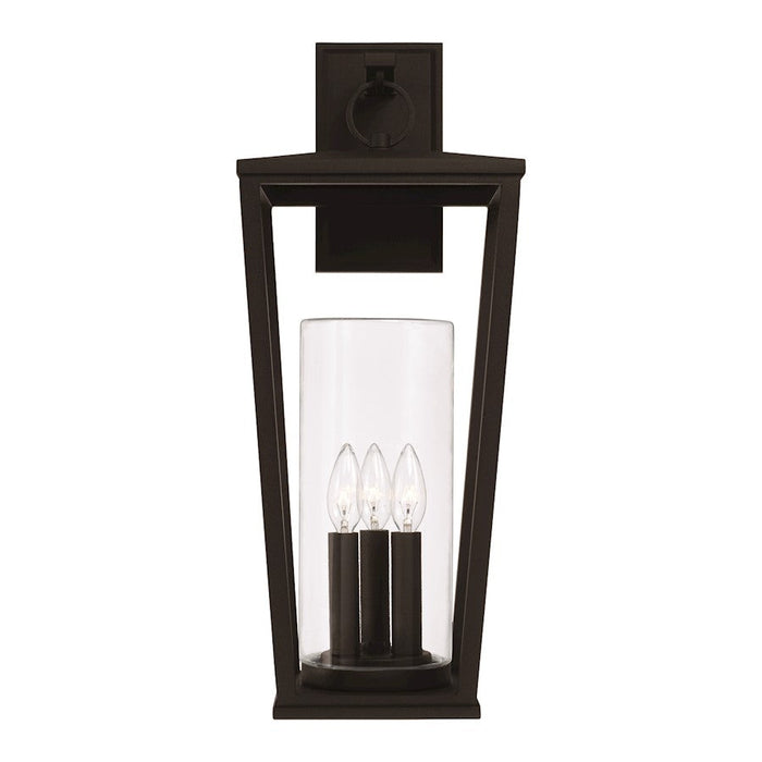 Capital Lighting Elliott 3 Light Outdoor Wall Lantern, Black/Clear