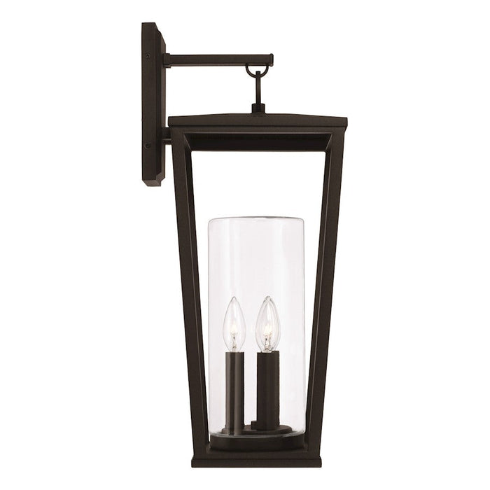 Capital Lighting Elliott 3 Light Outdoor Wall Lantern, Black/Clear