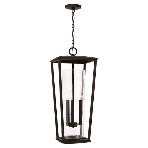 Capital Lighting Elliott 3 Light Outdoor Hanging Lantern, Black/Clear - 948132BK