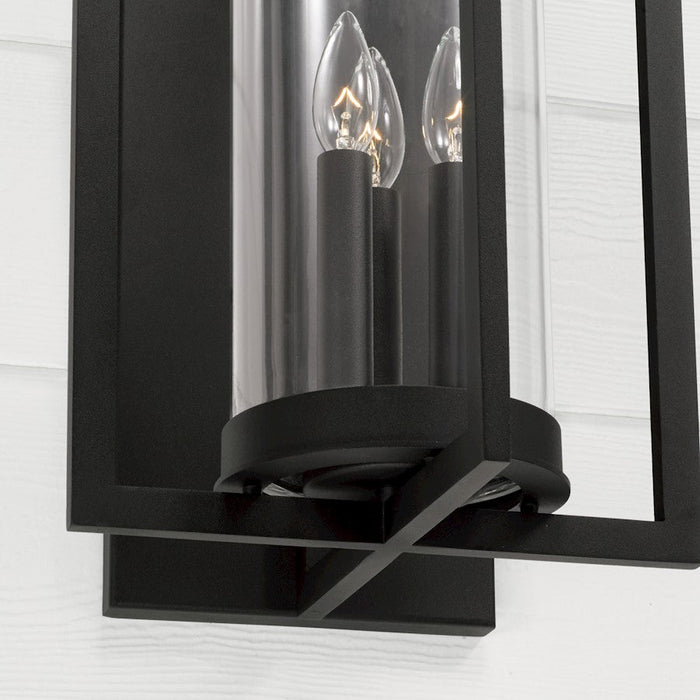 Capital Lighting Kent 3 Light Outdoor Wall Lantern, Black/Clear