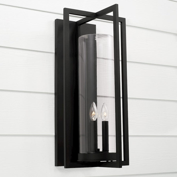 Capital Lighting Kent 3 Light Outdoor Wall Lantern, Black/Clear