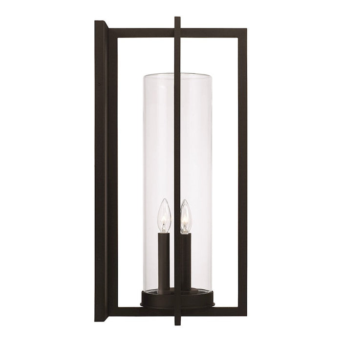 Capital Lighting Kent 3 Light Outdoor Wall Lantern, Black/Clear