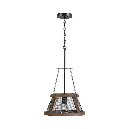 Austin Allen & Co Lagmore 1 Light Pendant, Zinc/Wood - 9D322A