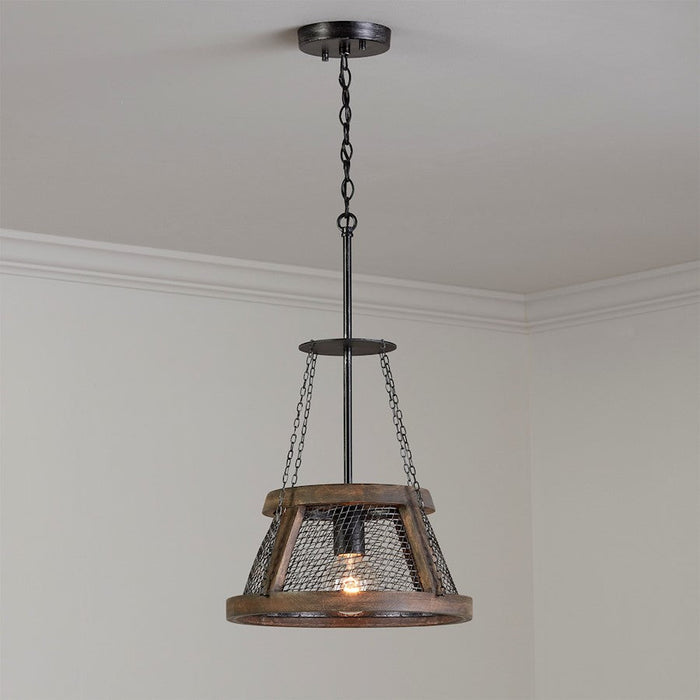 Austin Allen & Co Lagmore 1 Light Pendant, Zinc/Wood