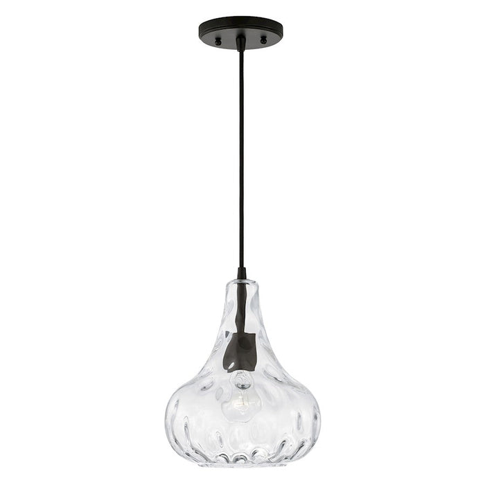 Austin Allen & Co. 1-Light Pendant, Matte Black/Wavy Glass - AA1004MB