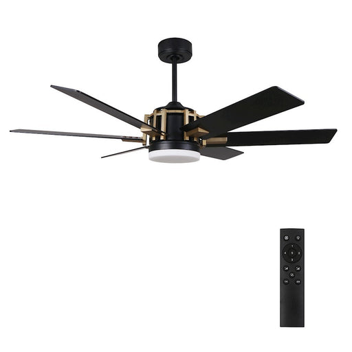 Carro Jaxx 52" Ceiling Fan/Remote/Light Kit, Black/Black - DC526C-L12-B2-1G