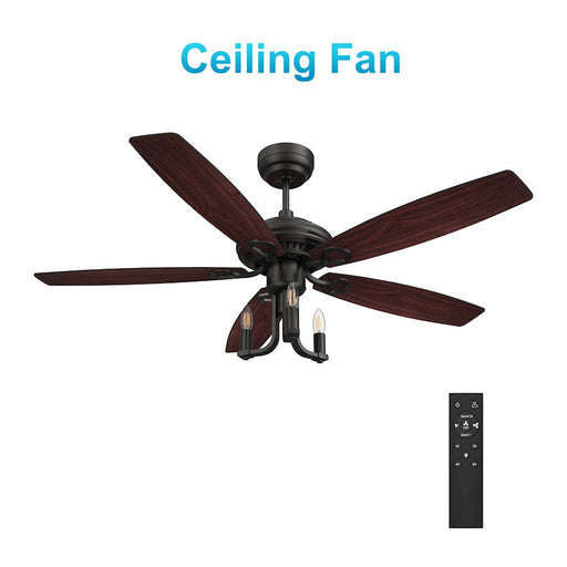 Carro Huntley 52" Ceiling Fan/Remote/Light Kit, BK/Rosewood - VC525D-L31-BH-1