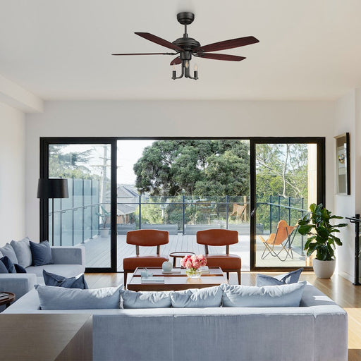 Carro Huntley 52" Ceiling Fan/Remote/Light Kit, Black