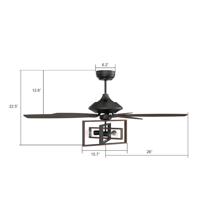 Carro Karson 52" 75W Ceiling Fan/Remote/Light Kit, Bk/Walnut