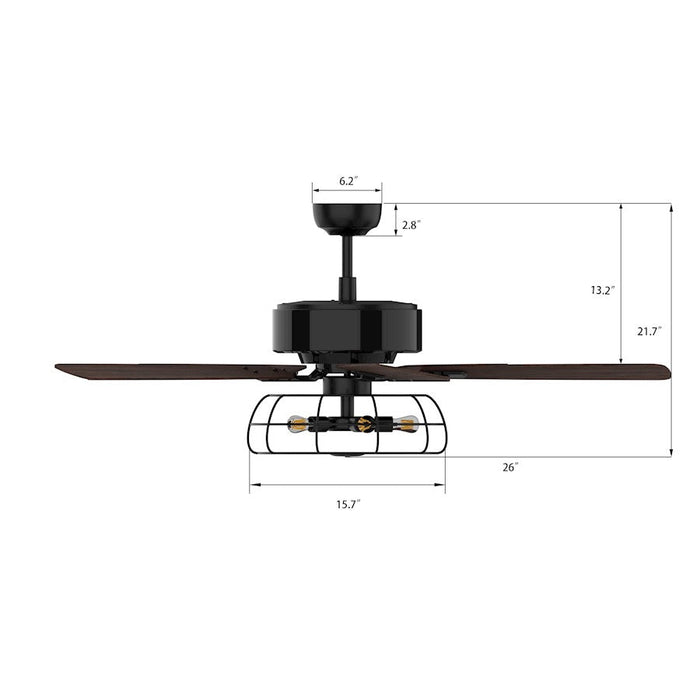 Carro Maverick 52" Ceiling Fan, Black/Walnut