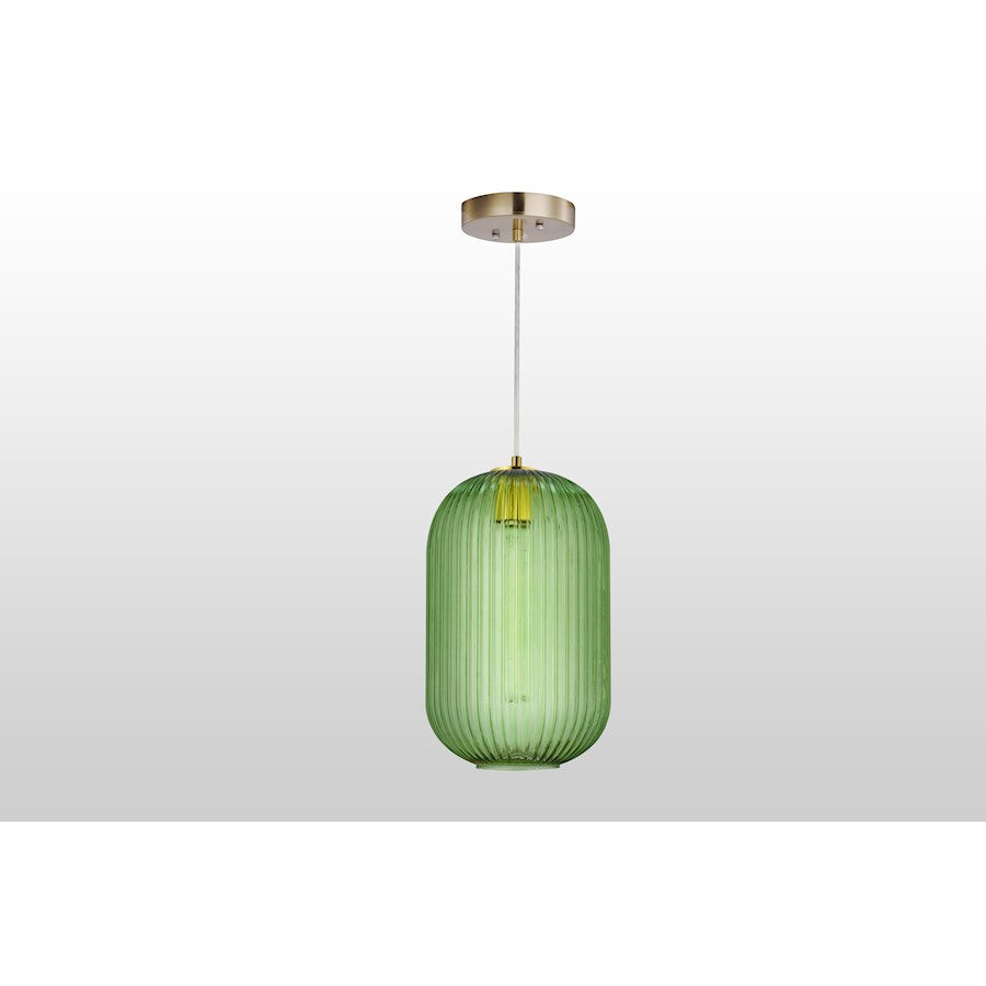 Carro Circulus Light Green Ribbed Glass Pendant - VP-G0913011A1