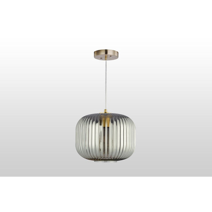 Carro Circulus Big Chrrome Gray Ribbed Glass Pendant - VP-G1108011A1