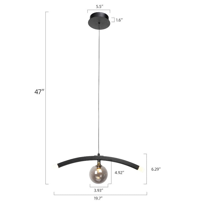 Carro Camden Glass Creative LED Pendant, Smoke Gray/Smoke Grey