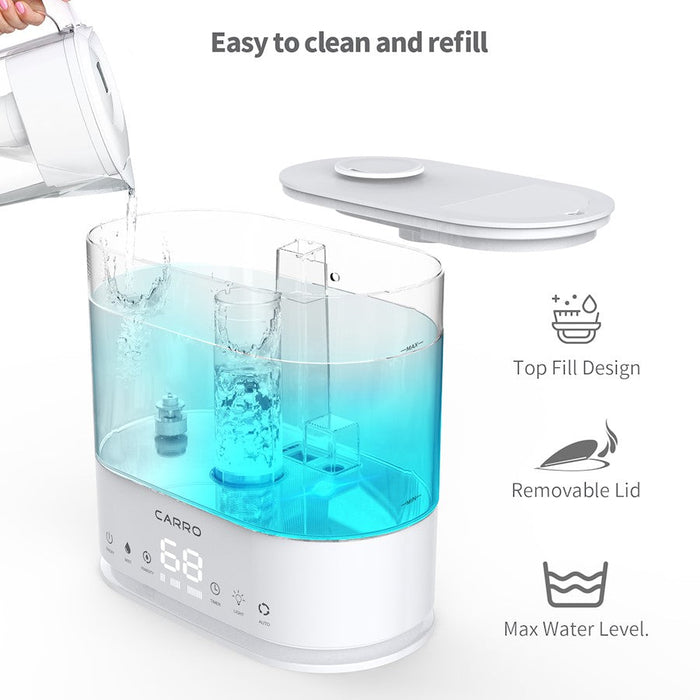 Carro 4L Top Fill Ultrasonic Cool Mist Humidifier/White/Aroma Tray