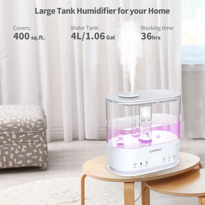 Carro 4L Top Fill Ultrasonic Cool Mist Humidifier/White/Aroma Tray