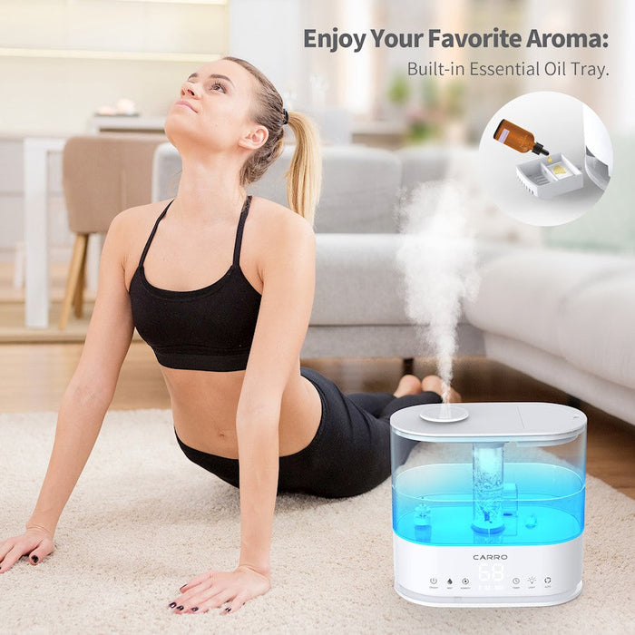 Carro 4L Top Fill Ultrasonic Cool Mist Humidifier/White/Aroma Tray