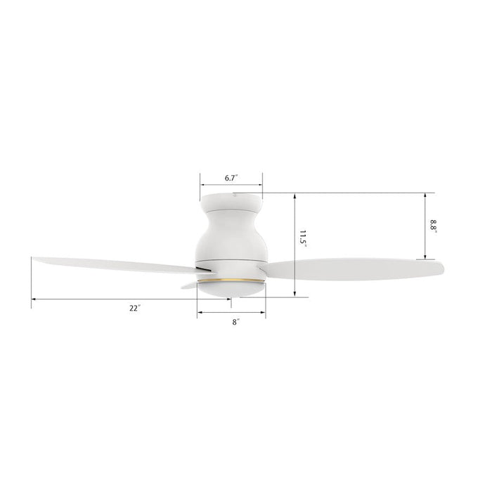 Carro Trento 44" Ceiling Fan/Remote/Light Kit, White/White