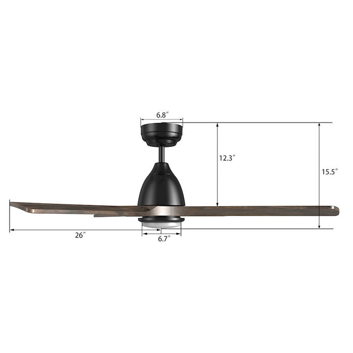 Carro Riley 48" Ceiling Fan/Remote/Light Kit, Black/Brown