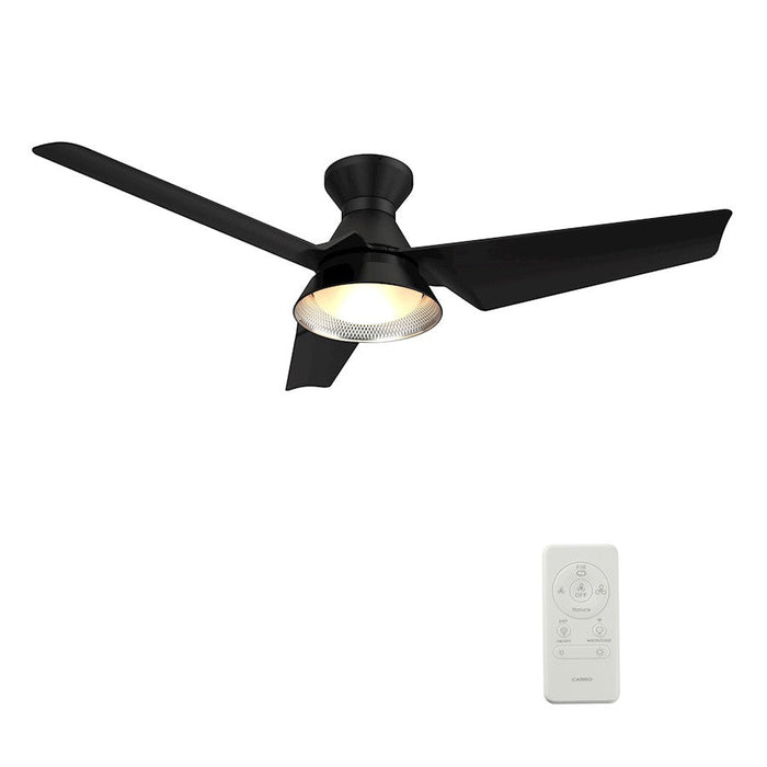 Carro Kreis 52" Ceiling Flush Fan/Remote/Light Kit, Black