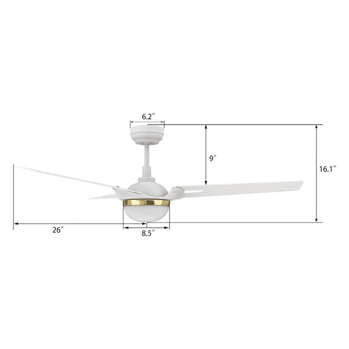 Carro Bedford 52" Ceiling Fan/Remote/Light Kit, White/White