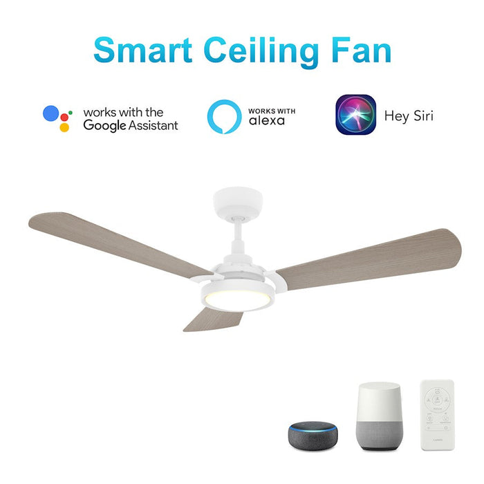 Carro Brisa 52" Ceiling Fan/Remote/Light Kit, White/Wooden - VS523B3-L22-W6-1