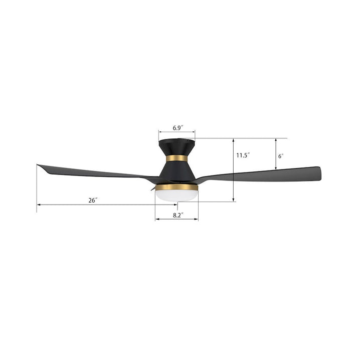 Carro Spezia 52" Ceiling Fan/Remote/Light Kit, Black/Black