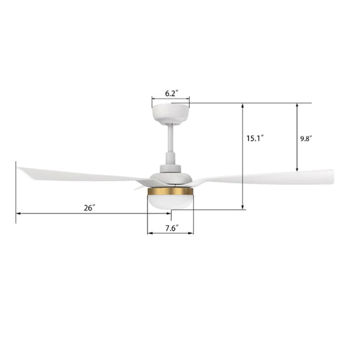 Carro Spezia 52" Ceiling Fan/Remote/Light Kit, White/White