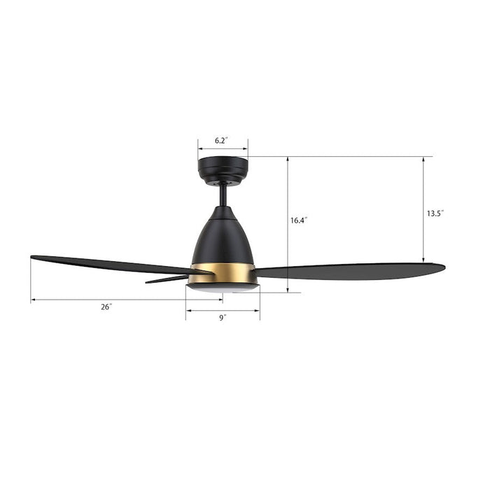 Carro York 52" Ceiling Fan/Remote/Light Kit/Downrod