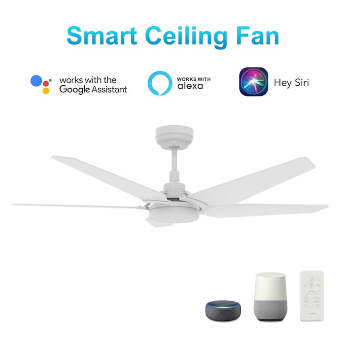 Carro Woodrow 52" Smart Ceiling Fan/Remote, White/White - VS525B-L22-W1-1