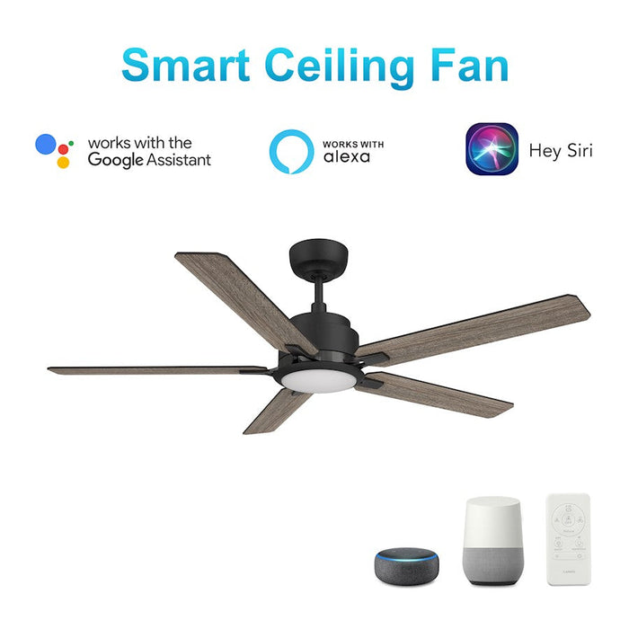 Carro Espear 52" Smart Ceiling Fan/Remote, Black/Wooden/Walnut - VS525J-L12-BG-1