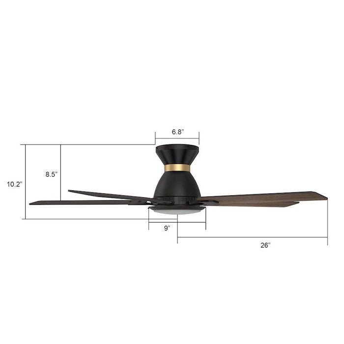 Carro Espear 52" Ceiling Flush Fan/Remote, Black/Walnut