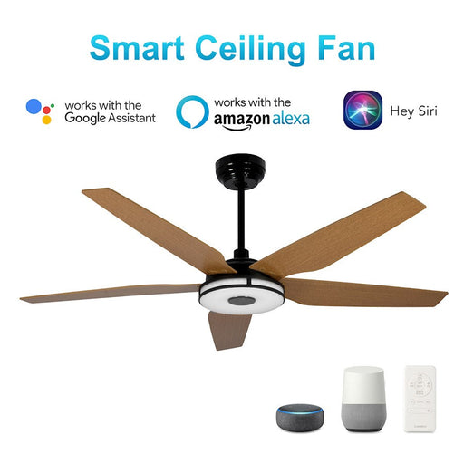 Carro Elira 52" Smart Ceiling Fan, Black/Wooden pattern - VS525S-L13-B9-1