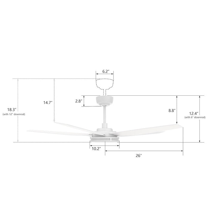 Carro Elira 52" Ceiling Fan/Light Kit/Remote, White/White