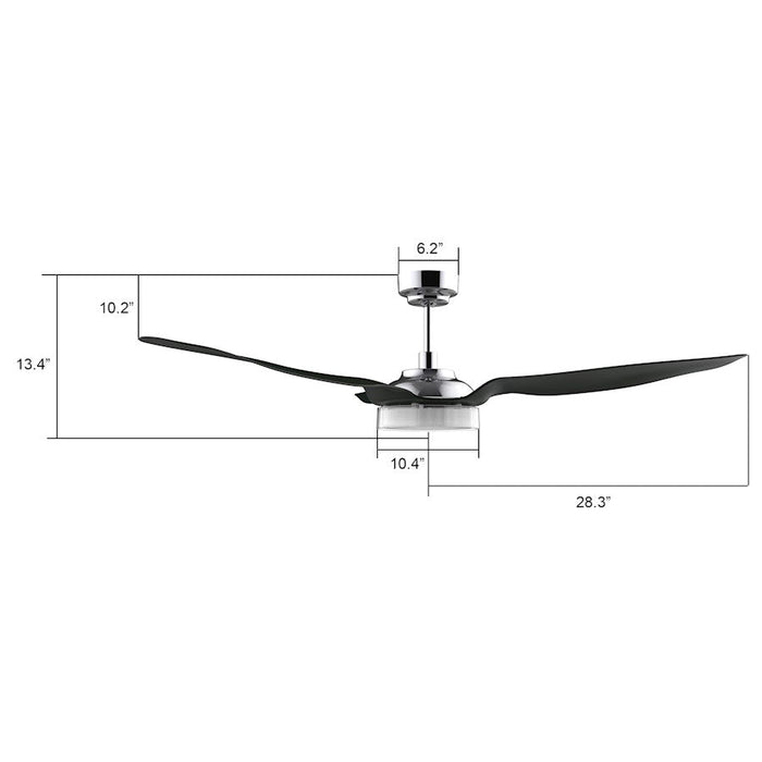 Carro Fletcher 56" Smart Ceiling Fan/Light Kit, Silver/Black