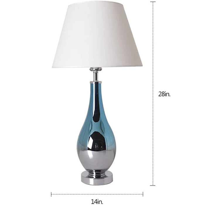 Carro Lola 1 Light 28" Table Lamp, Blue Chrome/Beige