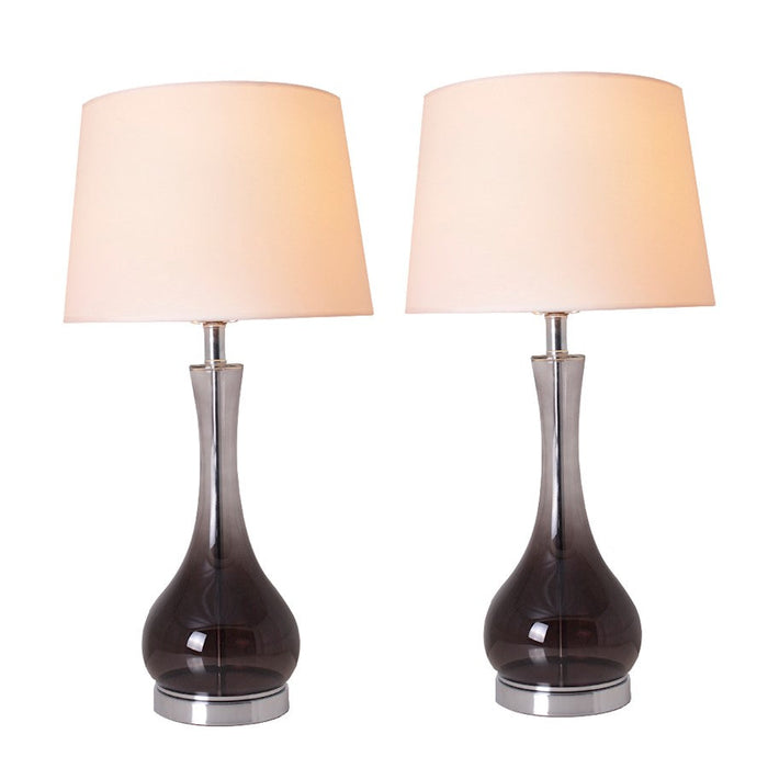 Carro Melati 1 Light 28" Table Lamp, Set of 2, Smoke Grey/White - VT-G28052A2