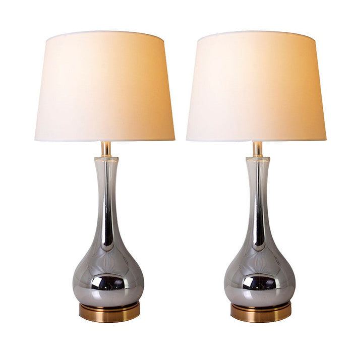 Carro Melati 1 Light 28" Table Lamp, Set of 2, Chrome Grey/White - VT-G28052A4