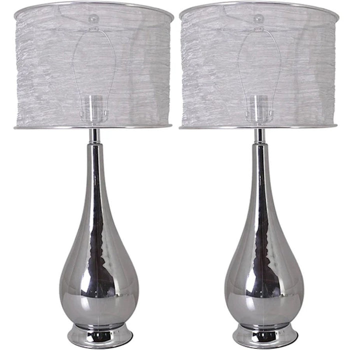 Carro Lola Big 1 Lt 30" Table Lamp, Set of 2, Chrome Grey/Silver - VT-G30012A3S